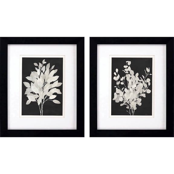 Jorcol Misty Branches Framed Wall Art, Set of 2, 9x11 in, Modern flat black finish Frame
