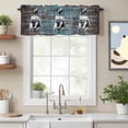thumbnail image 2 of Farm Animal Valance Curtain for Windows Chicken Pig Cow Farmhouse Teal Wood Grain Rod Pocket Curtain Valances Short Window Treatments Panels for Kitchen Bathroom Laundry Room Basement 42 x 18 Inch, 2 of 9