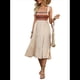 thumbnail image 3 of Vestidos de Verano Sin Mangas para Mujer, Vestidos Largos para Invitadas de Boda, Blusas de Punto Acanalado y Falda de Poliéster con Bolsillos. Albaricoque M, 3 of 10
