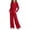 Red, variant on QTBIUQ Girls Two-Piece Fall Set Long-Sleeve Fitted Crop Top and Elastic Waist Wide-Leg Pants Casual Outfit Set