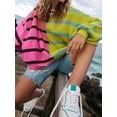 thumbnail image 2 of KelaJuan Women's Fall Oversized Pullover, Stripe Print Patchwork Long Sleeve Round Neck Sweatshirt Tops, 2 of 6