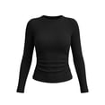 thumbnail image 7 of hotojiny Womens Long Sleeve T Shirts Stretchy Crew Neck Ruched Fall Winter Top Soft Slim Fit Basic Tee Going out Outfit(Black,Large), 7 of 7