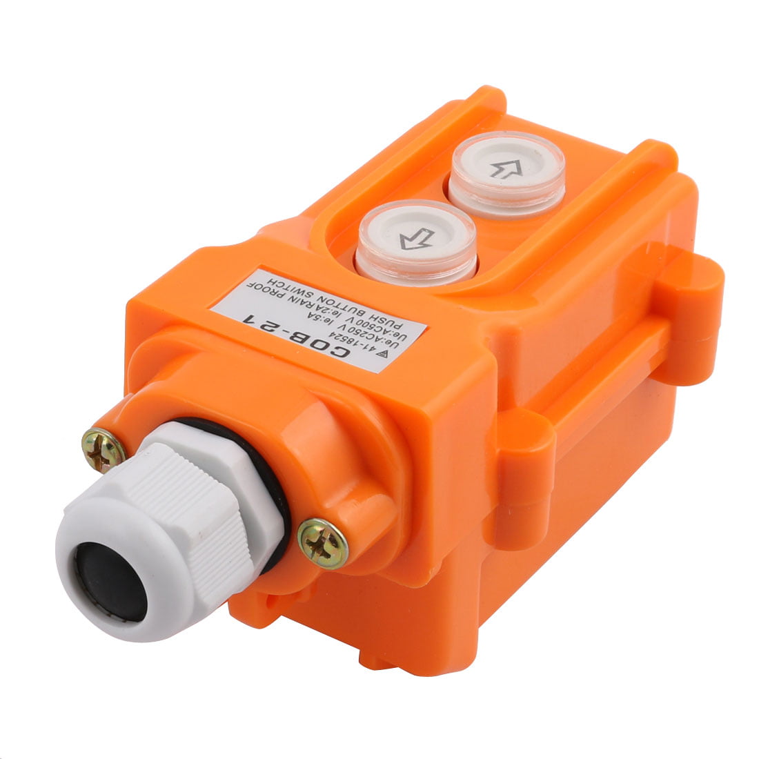 250V 5A /500V 2A 2 Ways Hoist Crane Push Button Switch Momentary Contact Type Rain-proof Orange 