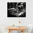 thumbnail image 2 of Nawypu  Music Studio Canvas Wall Art Musical Instruments Pictures Prints Black and White Guitar Drums Poster for Living Room Bedroom Home Decor Framed, 2 of 4