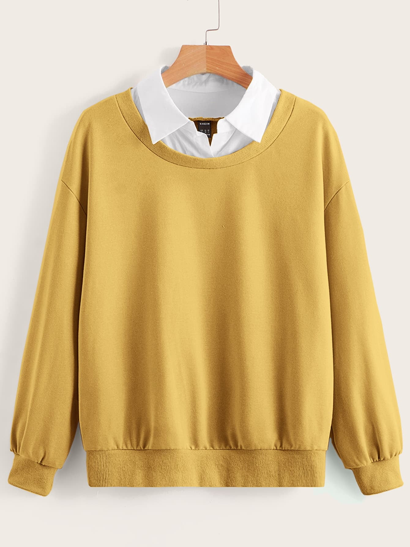 Women's Solid Contrast Collar Drop 