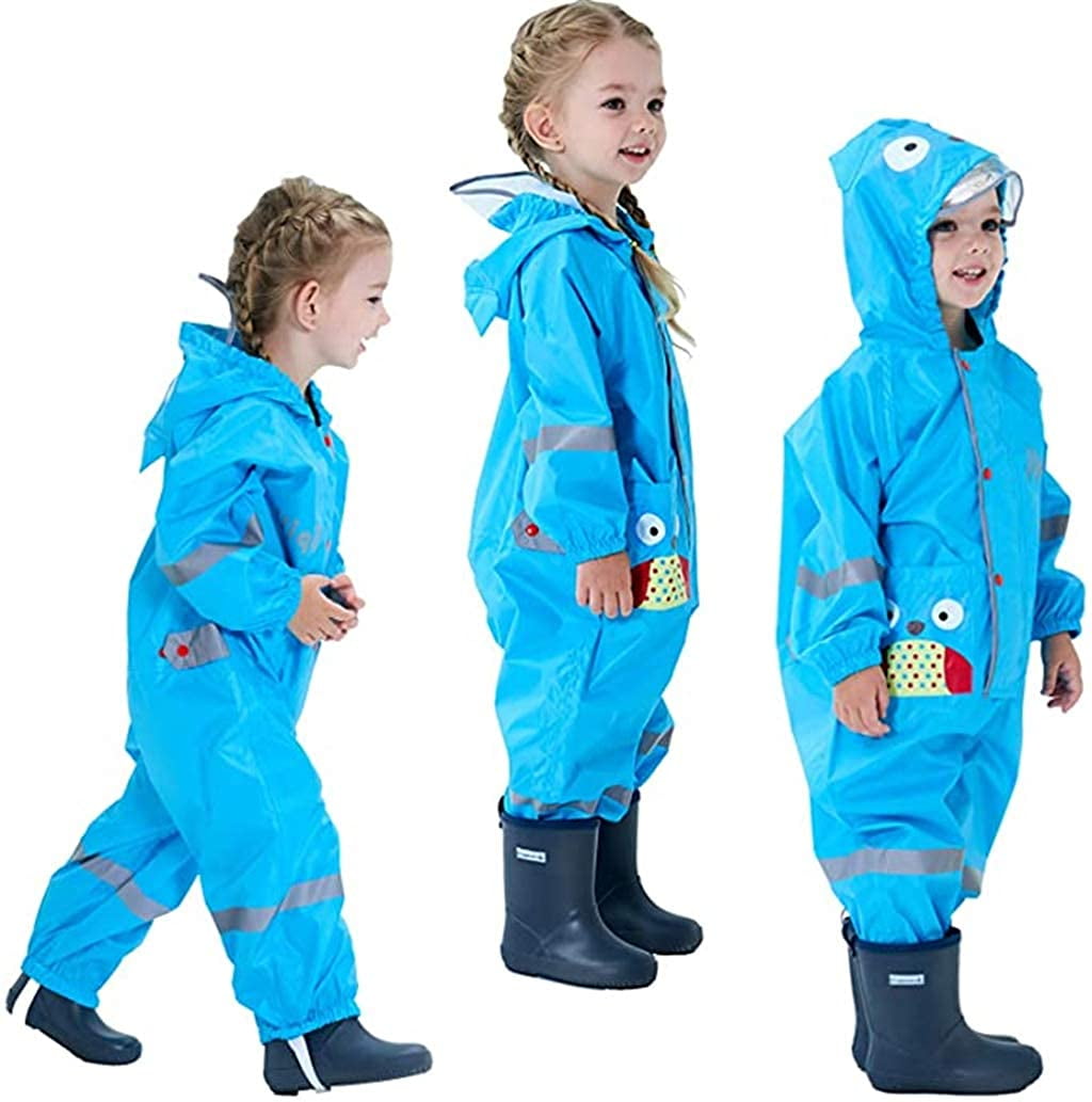 PHLCEhot Boys Girls Waterproof Rainsuit One Piece Puddle Rain Coat Kids Muddy Suit 