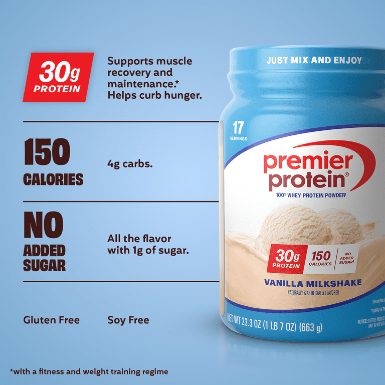 Premier Protein, Whey Protein Powder, 30g, Vanilla Milkshake, 23.3