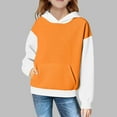 thumbnail image 5 of XUNKUSGA Hooded Sweatshirts 5-15 Yesrs Classic Waffle-Knit Plain Hoodie Fashion Color Blocked Pullover Hoodies for Girls Loose Long Sleeved Hoodies for Teen Girls With Pocket Orange, 5 of 7