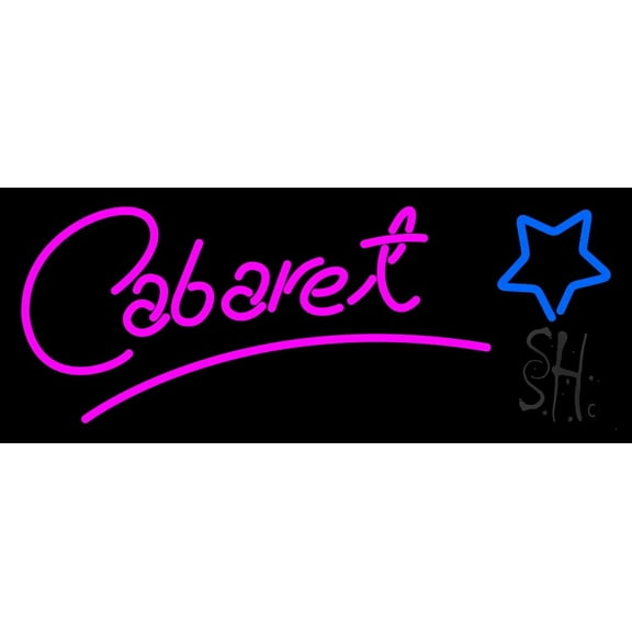 Cabaret Star Logo LED Neon Sign 13" Tall x 32" Wide - inches Black Square Cut Acrylic Backing, with Dimmer - Premium built indoor Sign for Strip Club, Dance club, Décor, Bar.