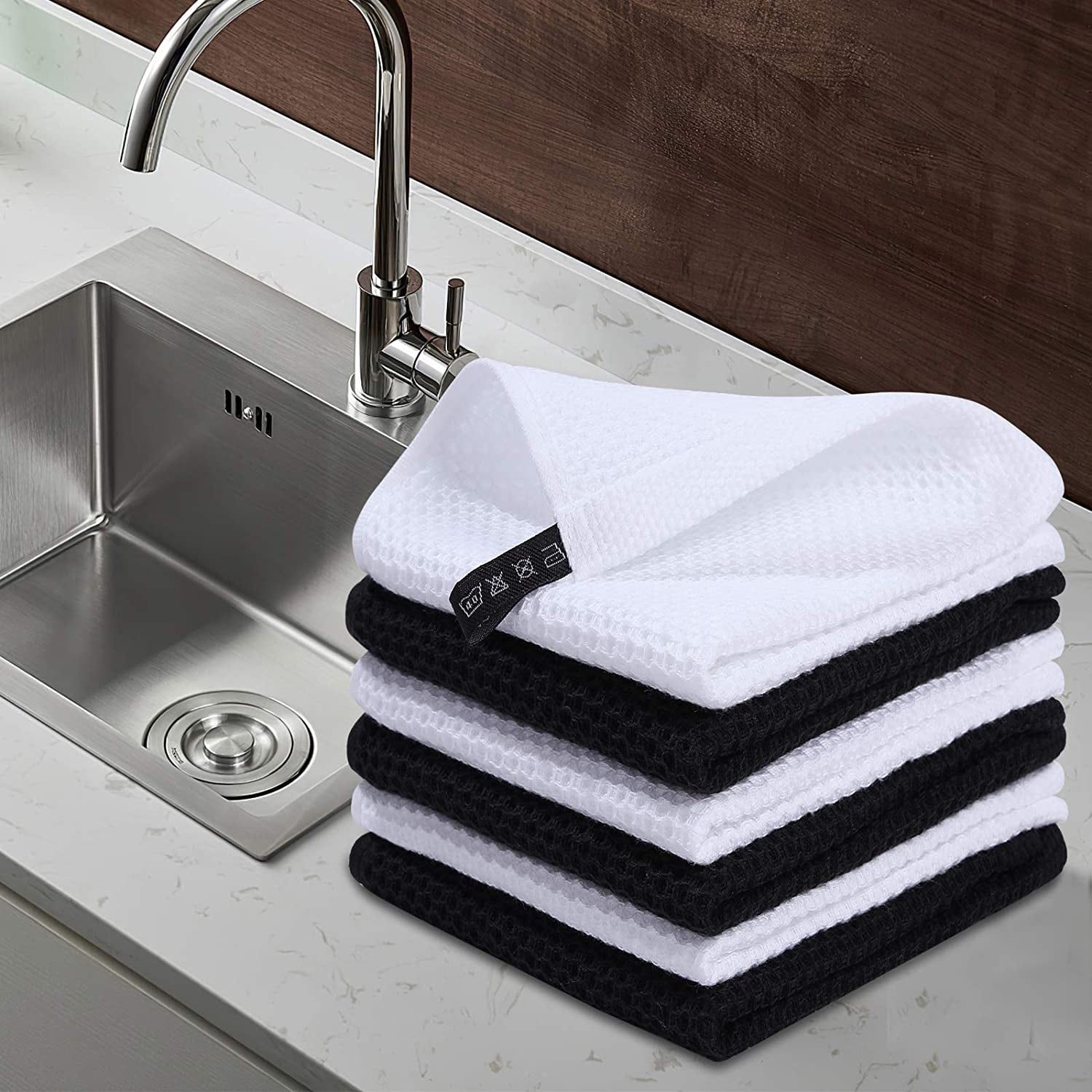 6 Pack Kitchen Towels And Dishcloths Sets100% Cotton Soft