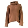 thumbnail image 4 of Duoif Sweaters for Women Trendy Women's Elegant Turtleneck Sweaters Oversized Long Sleeve Chunky Knit Sweater Fall Winter Casual Solid Pullover Tops Women's Sweaters Womens Tops Coffee XL, 4 of 5