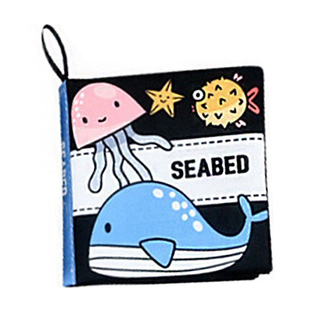 Baby Soft Cloth Crinkle Book, Polyester Fiber, Squeaky, High Contrast Patterns, Educational, Portable, Fit 0-6 Months Kids