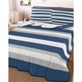 thumbnail image 2 of Quilts Twin Size, Navy Blue Grey Stripe Soft Comforter Bedding Set for Bed, Farmhouse Modern Art Striped Lightweight Quilted Bedspread with Pillow Cover(2 Pieces) for All Season, 68x86 Inch, 2 of 6