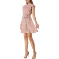 thumbnail image 4 of Allegra K Women's Cap Sleeve Ruffle Tie Belt Ruffle Hem Prom Dress, 4 of 6