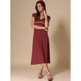 thumbnail image 2 of DARING DIVA Vintage Retro Classic Cap Sleeve Midi Polka Dot Dress M Wine Red, 2 of 6