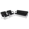 thumbnail image 3 of WALSPORT Office Reception Sofa Set PU Leather 3 Pcs Waiting Room Chairs Solon Guest Bench W/2PCS Black, 3 of 7