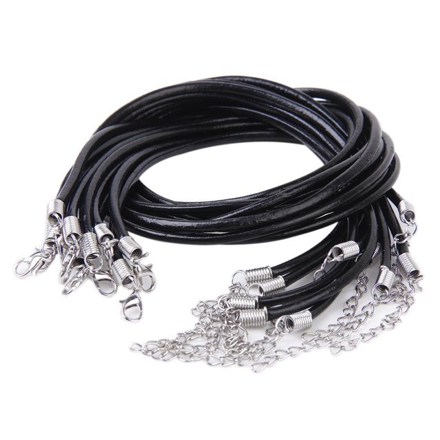 Collar de cadena de cordón de cuero negro Cierre de gargantilla - 2 mm, 3 mm ELEGIR