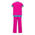 thumbnail image 4 of Women's Tops Women 2 Piece Outfits Sweatsuit Set Half Zip Lapel Collar Short Sleeve Sweatshirt Wide Leg Sweatpant Tracksuit Sets Ndbuld Hot Pink 2XL, 4 of 5
