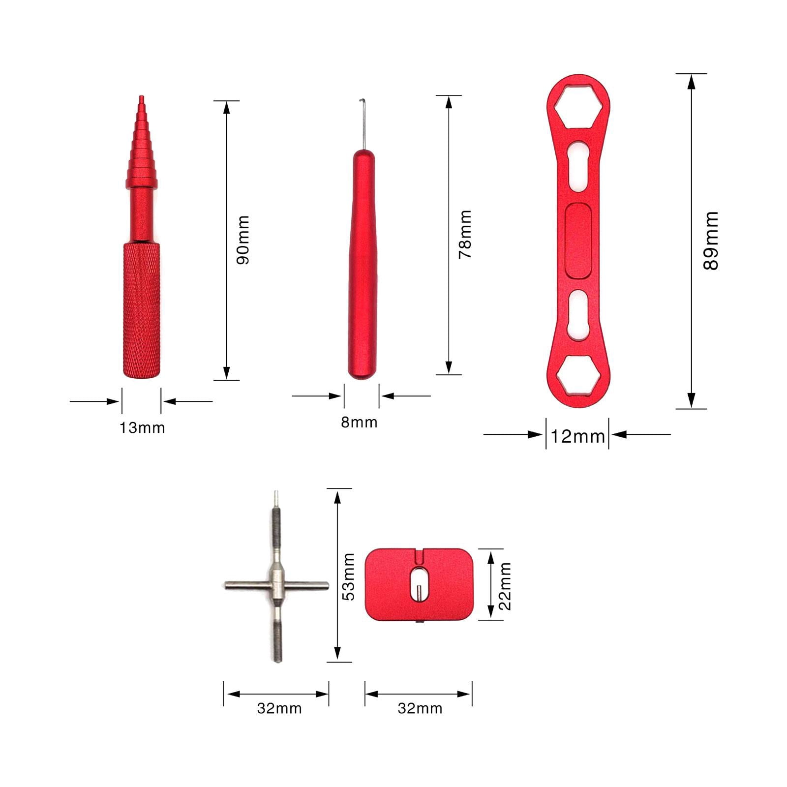 Vensio -Handheld Fishing Reel Removal Tool Set with Multipurpose Wrench and Bearing Maintainer, Professional Metal Fishing Reel Maintenance Kit for Repair and DIY Red