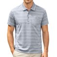 thumbnail image 2 of WIZUTIZ Men's Striped Shirts Short Sleeve Casual Golf Shirt with Button Pocket Summer Breathable Collared T-Shirts, 2 of 5