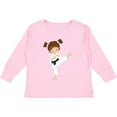 thumbnail image 3 of Inktastic Karate Girl, Cute Girl, Brown Hair, Black Belt Girls Long Sleeve Toddler T-Shirt, 3 of 5