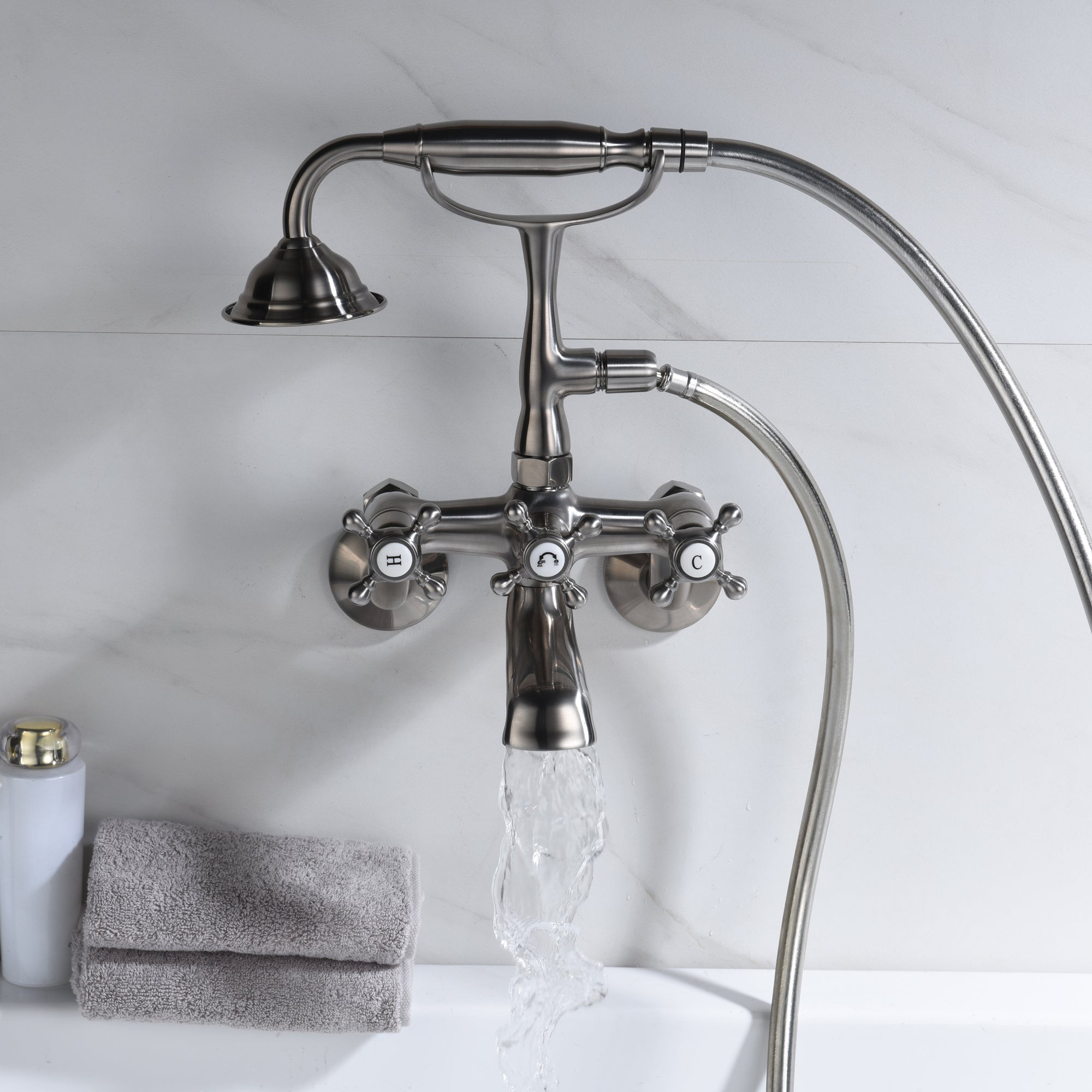 Clawfoot Tub Faucet Brushed Nickel, Bathtub Faucet with Shower
