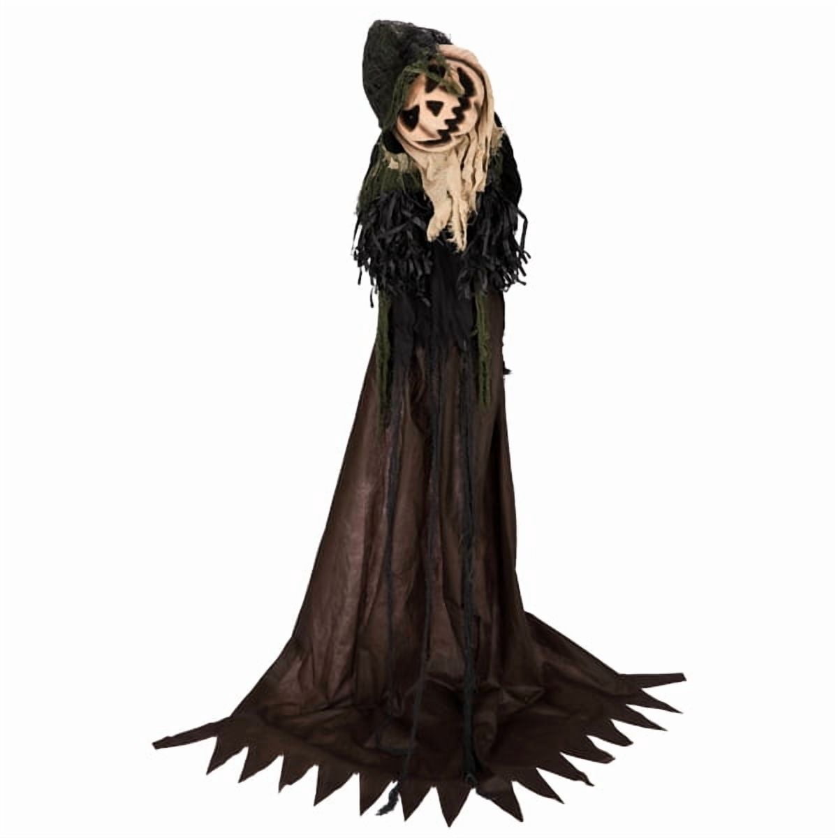 5.7ft Life-Size Halloween Animatronic Wizard, Sound-Activated (Moving Head + Red LED Eyes + Scary Male Voice), for Yard/Haunted House/Party