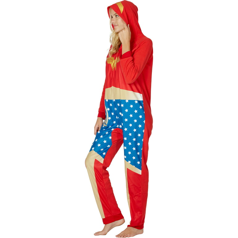 Dc Comics Adult Wonder Woman Onesie Costume Pajama Union Suit (s/m