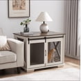 thumbnail image 2 of CKEASEAN Farmhouse Style Dog Cage Crate Furniture with Sliding Barn Door, Wooden Dog Kennel End Table with Flip-top Plate and Detachable Divider for Small/Medium/Large Dogs, 2 of 6