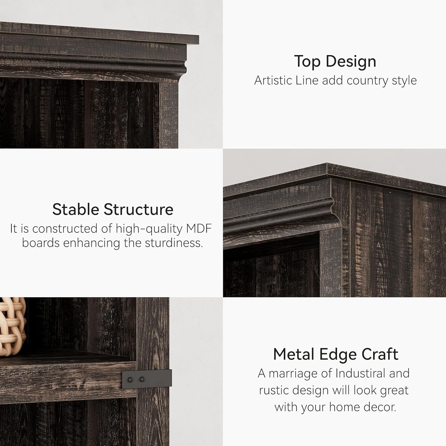 3/5-Tier Bookshelves and Bookcases Farmhouse Book Shelf with Storage Open Display Bookshelves 40/67.4" Tall Book Case Floor Standing Home Decor Furniture for Home Office Living Room Bed Room