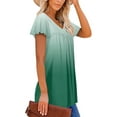 thumbnail image 5 of Women Tunic Tops Dressy Gradient Short Sleeve V Neck Blouses Loose Pleated Summer Shirts Tops Loose Blouses Casual V Neck Bohemian Blouses, 5 of 5