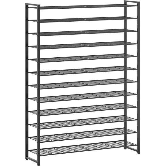 Nunsino 12 Tier Shoe Rack for Closet, Metal Shoe Organizer Holds 75 Pairs | 43.3" wide rack with adjustable boot storage and reinforced metal construction