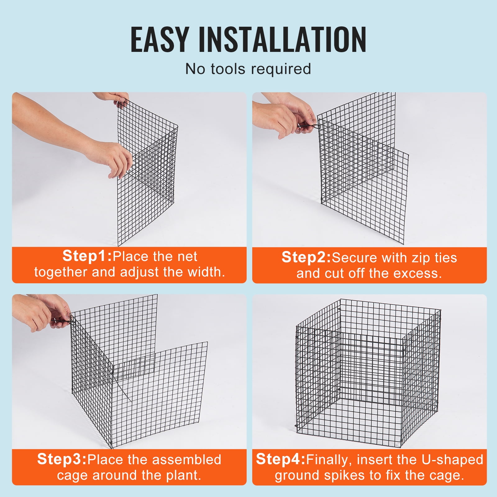 VEVOR 10 pack Plant Protector from Animals, 12'' x 12'' Chicken Wire Plant Protector, Plant Cages for Outdoor Plants, Flowers & Vegetables, Keeps Bunny Chicken Squirrels Out, 40pcs Metal Mesh