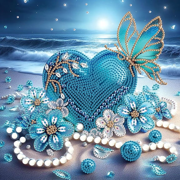 5D DIY Diamond Art Painting Kit, Seaside Confessions Love Special Shape Diamond Canvas, that can relieve stress and relax and can be used for home wall decoration