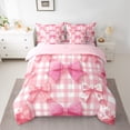 thumbnail image 3 of Manfei Cartoon Abstract Bowknot 7-Piece Twin Bedding Sets for Girls, Kawaii Buffalo Plaid Bedding Comforter Set, Fairy Tale Reversible Sheet Sets, Luxury Bedroom Decor, 3 of 8
