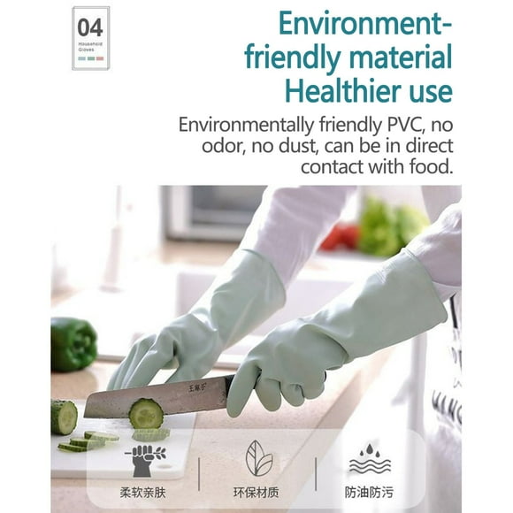 vankin Reusable Rubber Cleaning Gloves for Kitchen and Bathroom, Non-Slip, Puncture-Resistant, Food Grade Dishwashing Gloves (Pack of 1 Pair) Clearance