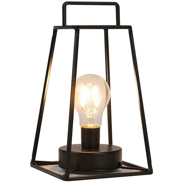 Lámpara de mesa geométrica de estilo retro de 10 pulgadas de alto, lámpara de hierro simple, inalámbrica, con temporizador de 6 horas, lámpara inalámbrica tipo jaula para balcón, fiesta, interior y