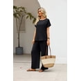 thumbnail image 5 of WIHOLL Two Piece Sets for Women Vacation Spring Outfits Summer Casual Trendy Cozy Rolled Short Sleeve Wide Leg Pants Sweatsuit, 5 of 10
