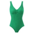 thumbnail image 6 of Busydd Swim Suits for Women Tummy Control One-Piece Swimsuits Solid Color Pleated Monokini Swimsuits for Women Deep V Neck Ribbed Bathing Suits, 6 of 6