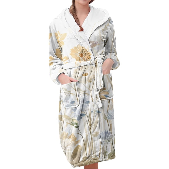 Gifts for Women Robe for Women Fluffy Loungewear Oversized Hooded Women's Robes Bath Womens Bathrobe Beige