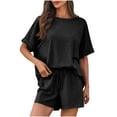 thumbnail image 2 of ZZwxWA Womens 2 Piece Outfits Summer Oversized Short Sleeve Tops High Waisted Shorts Sweatsuits Set Baggy Comfy Lounge Sets, 2 of 7