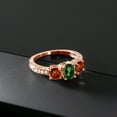 thumbnail image 3 of Gem Stone King 2.92 Ct Oval Emerald Envy Mystic Topaz Red Garnet 18K Rose Gold Plated Silver Moissanite Ring (Size 7), 3 of 4