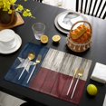 thumbnail image 3 of Vintage Star Country Placemats Set of 8, American Flag Blue Red Placemats for Dining Table, Place Mats for Kitchen Tabletop, Waterproof Wipeable Dining Table Mats Set, 3 of 9