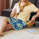 thumbnail image 5 of Balery Hawaiian Style Pantalones cortos de pijama de punto de algodón para hombre con cinturilla y bolsillos-X-Large, 5 of 6