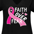 thumbnail image 4 of Inktastic Breast Cancer Awareness Faith Over Fear Women's Plus Size V-Neck T-Shirt, 4 of 5
