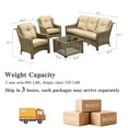 thumbnail image 5 of Ovios 4 Pieces Outdoor Furniture Set High Back All-Weather Wicker Patio Conversation Set with Solar Light Coffee Table, Beige, 5 of 9