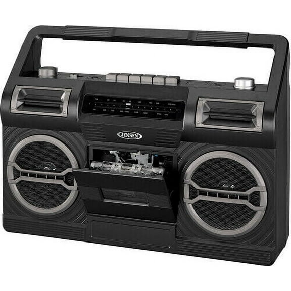 Jensen MCR-500 Portable Boombox Cassette Player, Black