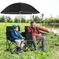 thumbnail image 2 of MAT EXPERT Folding Double Camp Chair w/Removable Umbrella, Portable Picnic Chair w/Mini Table, Chair Set w/Beverage Holder, Portable Loveseat Camp Chairs for Beach, Backyard, Poolside (Black), 2 of 9
