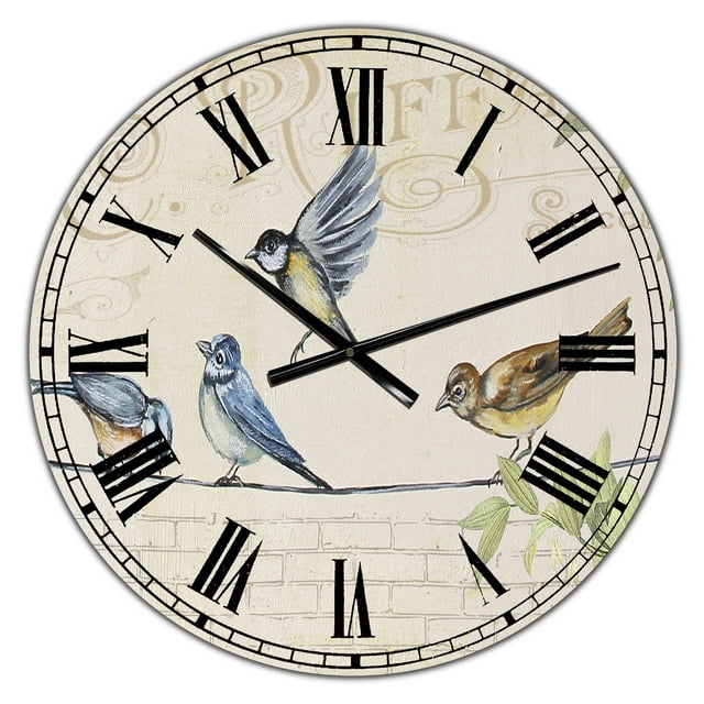 DesignArt Oiseaux Rassemblés sur Fil Paris I Grande Horloge Murale