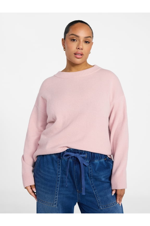 Women's Plus Size Crewneck Pullover Sweater, Size 0X-5X